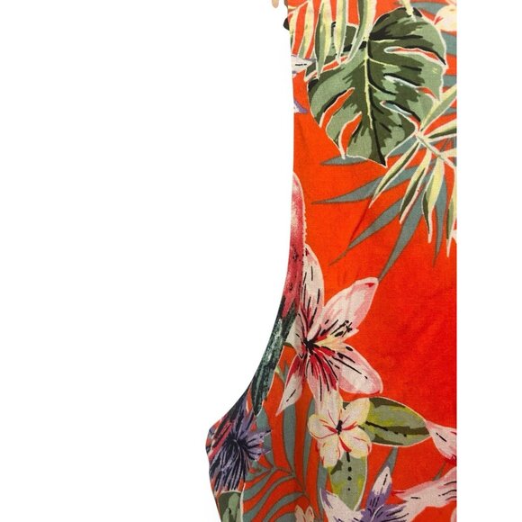 Caribbean Joe Hawaiian Tropical Maxi Dress Orange Sz Medium Floral Lace Detail - Picture 5 of 14